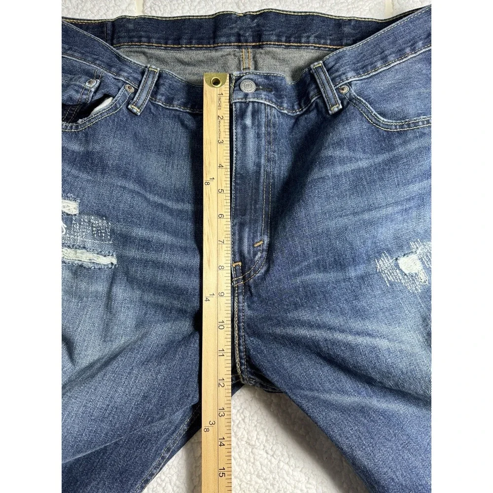 Levis 569 Straight Leg Blue Denim Jeans Mens 40x31 100% Cotton Distressed